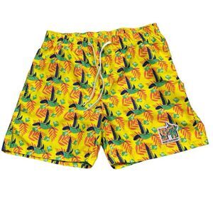 Mens MTV Brand Yellow Hummingbird Print Swim Trunks Size Medium‎